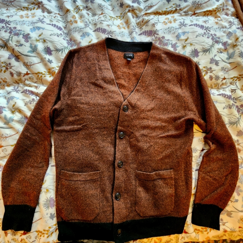 J.Crew American Lambswool Birds-Eye Cardigan Sweater (Small)